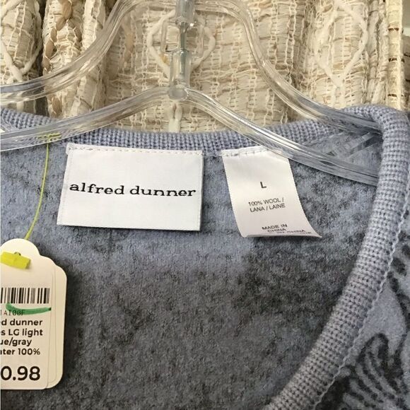 alfred dunner ladies LG light blue/gray sweater 100% wool - Picture 5 of 6